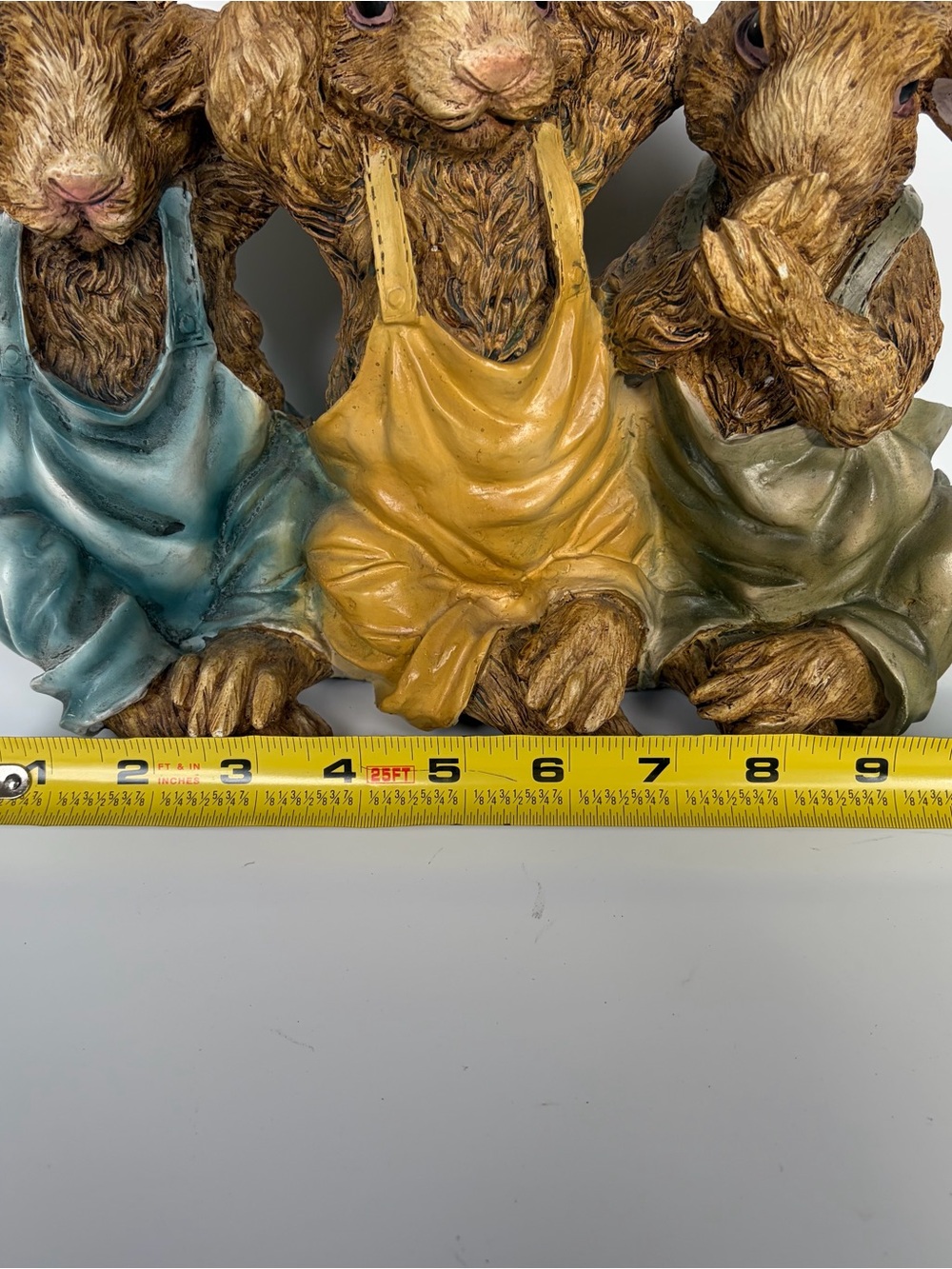 Chrisdon Three Bunnies See No Evil Hear No Evil Speak No Evil Rabbit Figurine - Picture 8 of 9